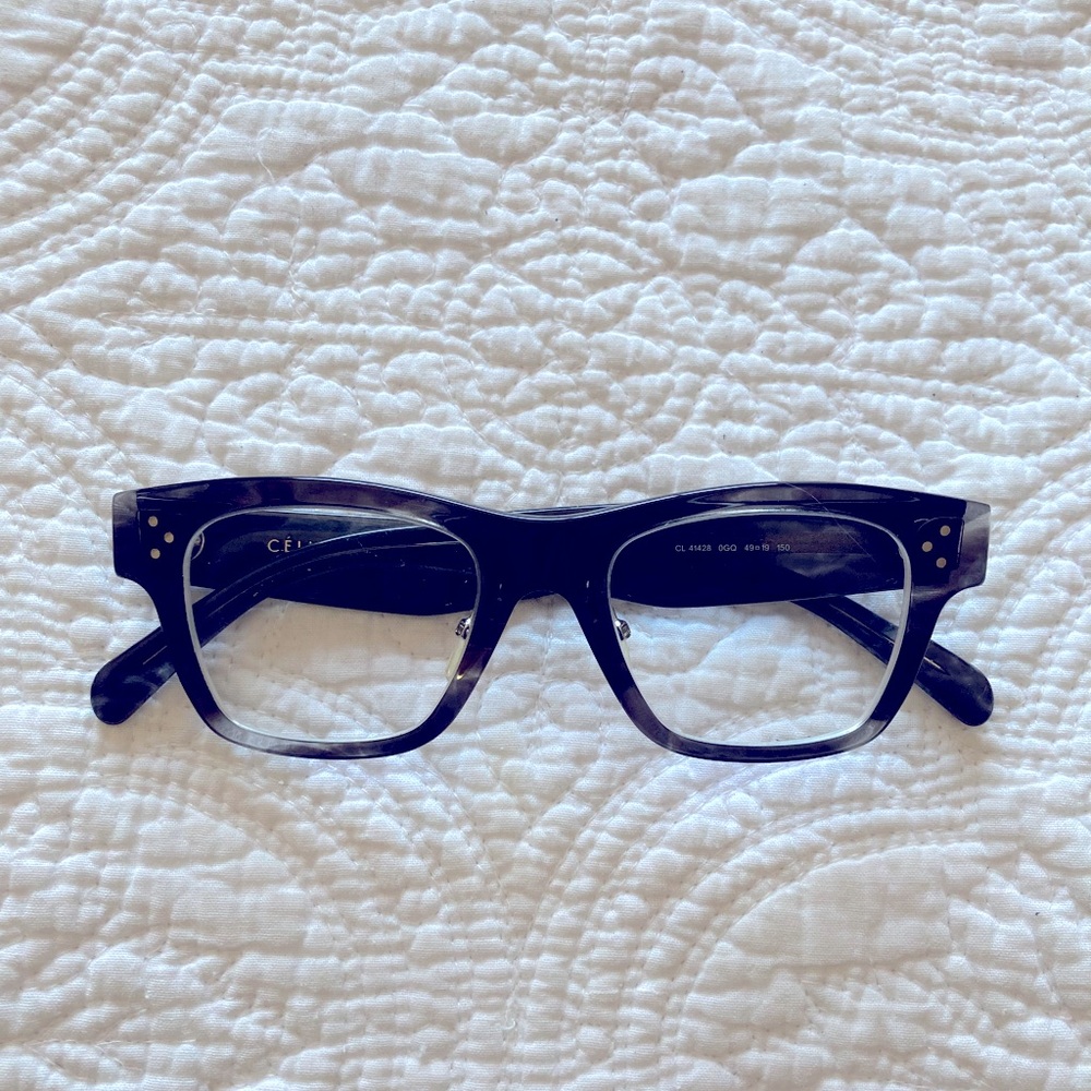 Celine Eyewear Phoebe Philo Collection Square Glitter Glasses Black & Grey